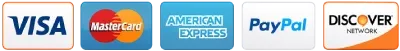 Visa, Mastercard, Amex, Discover accepted
